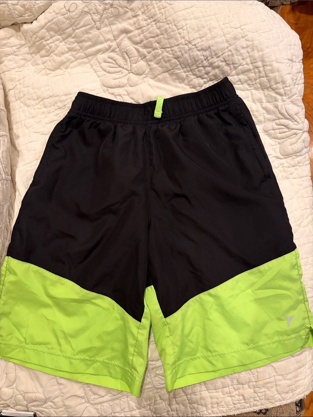 Old Navy Black Active Shorts with Neon Yellow Accent